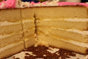 White Chocolate Mud Cake with Lemon Curd and Vanilla Buttercream